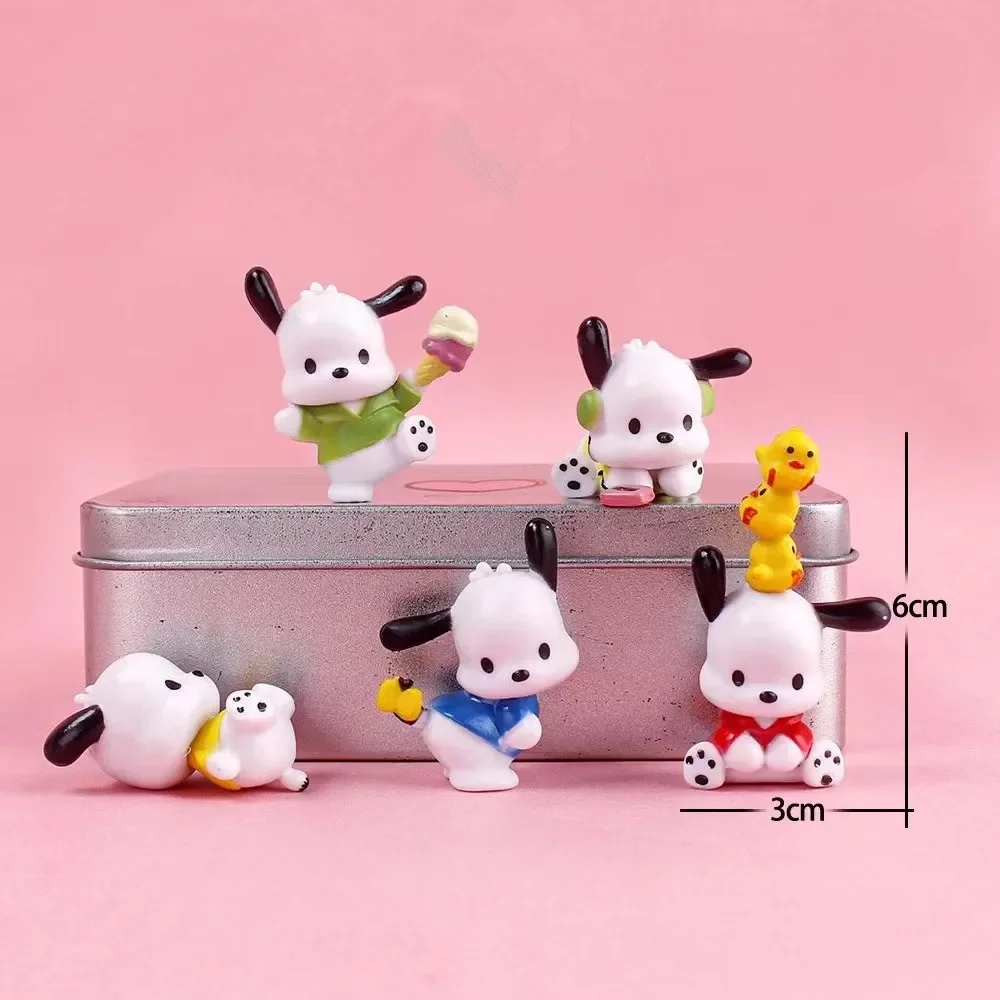 [Funny] 5pcs/lot Cartoon Anime Sanrio Pochacco My Melody Kuromi figure statue collection model home decoration Girl kids gift