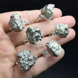 Natural Pyrite Rings Finger Handmade Jewelry For Creative Women Healing Fashion Party Gemstone Gift 1PCS