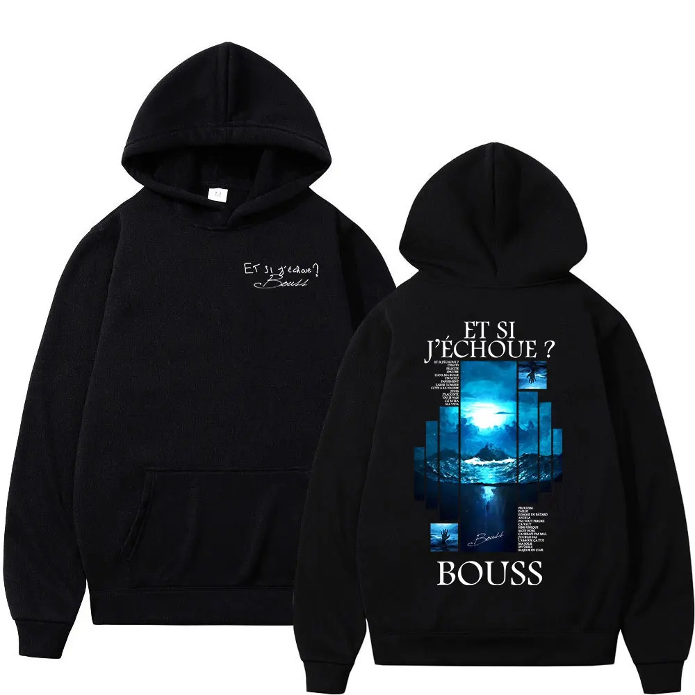 Rapper BoussEt Si J'echoue Album Hoodies Men Women Hip Hop Fashion Pop Music Sweatshirts Casual Vintage Oversized Pullovers Coat