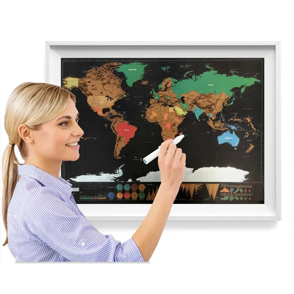 

Exclusive Adventure Travel WorldMaps Scratch off Poster with National Flags Wall Art Creative Gift Wall Painting Decor