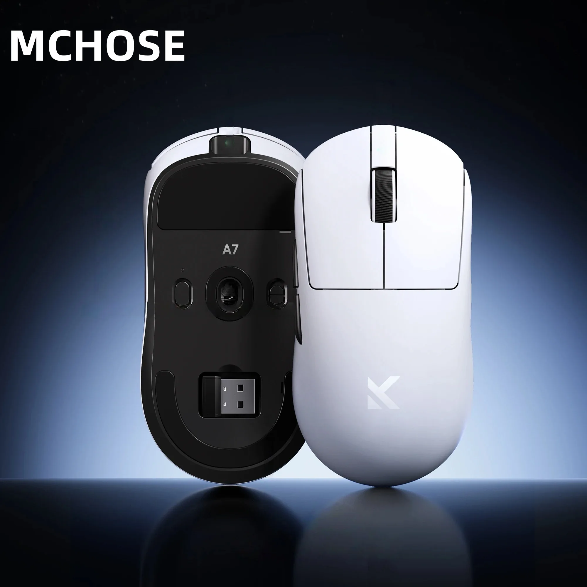 

MCHOSE A7 Pro Ultra Беспроводная игровая мышь с двойной частотой 8K, 42000 точек на дюйм, 500 мАч, сверхнизкая задержка, 59 г, легкий офис PAW3950