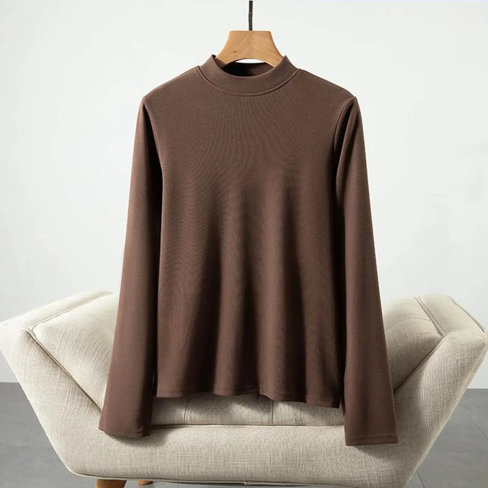 Women Bottoming Tops DE Velvet Self-Heating Thermal Top Half High Collar Long Sleeve Slim Fit Base Layer Shirt
