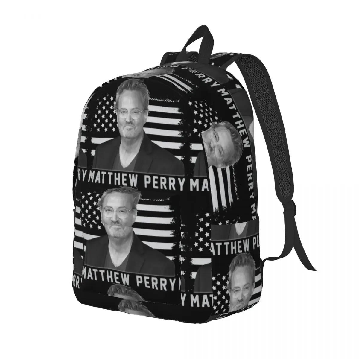 Matthew Perry Flag Cool Backpack Outdoor Student Business Daypack for Men Women Laptop Canvas Bags