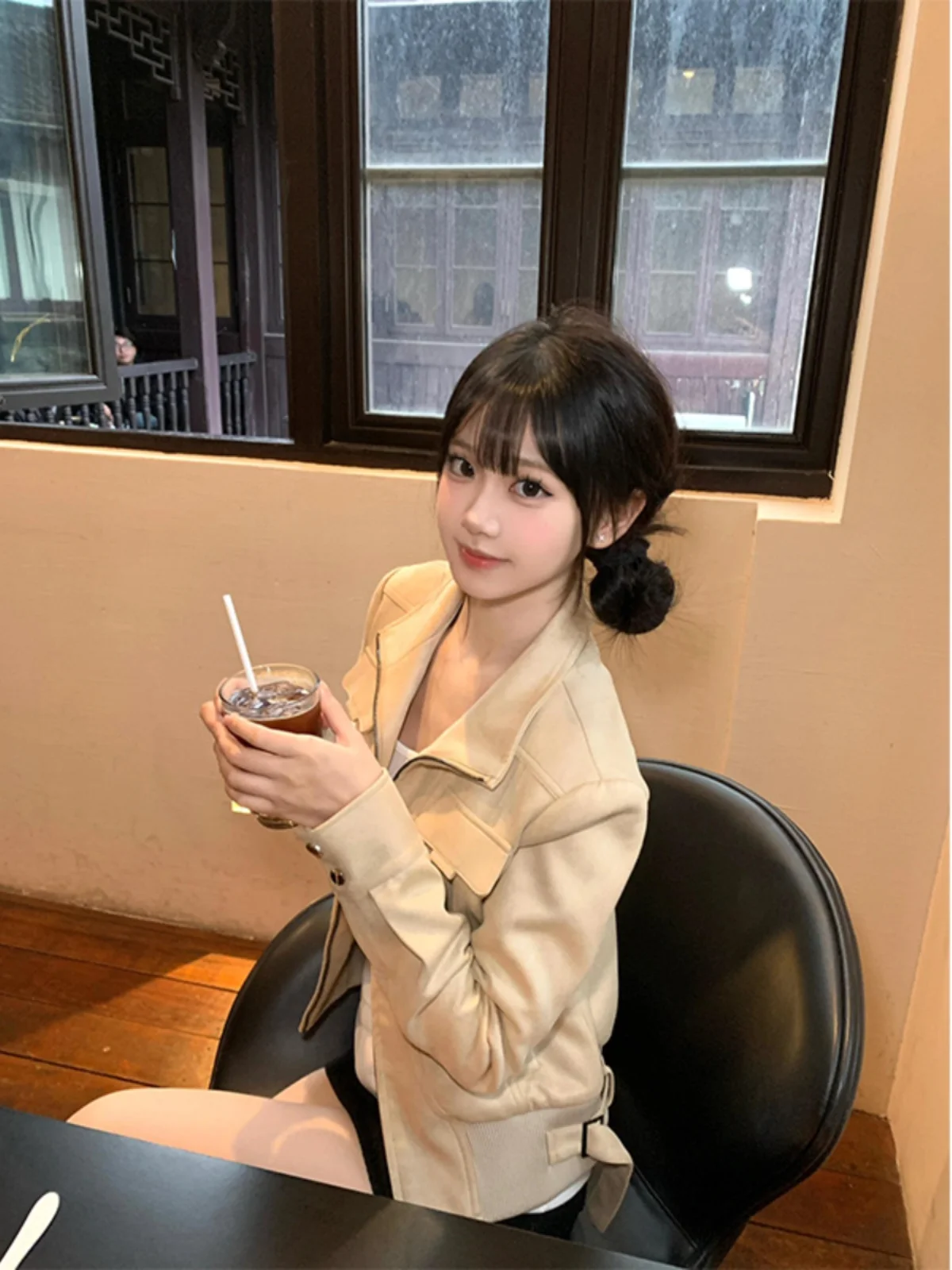 

Biker Jackets Womens Jacket Cropped Chic Leather Sashes Sexy Victorian Romantic Evening Softshell Comfort Halloween Christmas BF