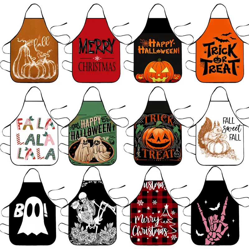 Festive Aprons Christmas Halloween Thanksgiving Themed Creative Personalized Couples Funny Aprons Oil-proof Stain-resistant
