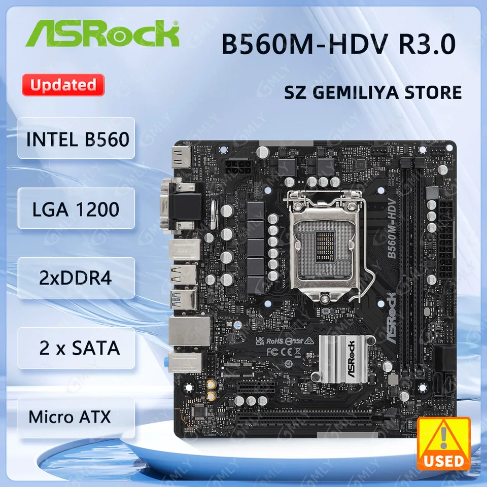 ASROCK B560M-HDV R3.0 Motherboard Intel B560 LGA1200 DDR4 64GB