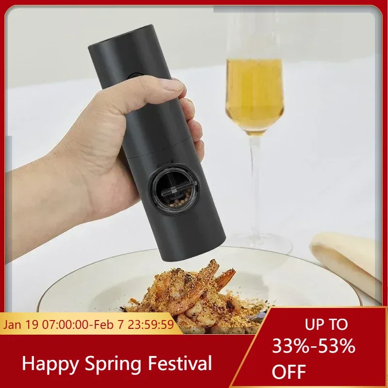 Battery Powered Electric Salt Pepper Grinder Adjustable Roughness Gravity Sensing Pepper Grinder Kitchen Seasoning Spice Tools