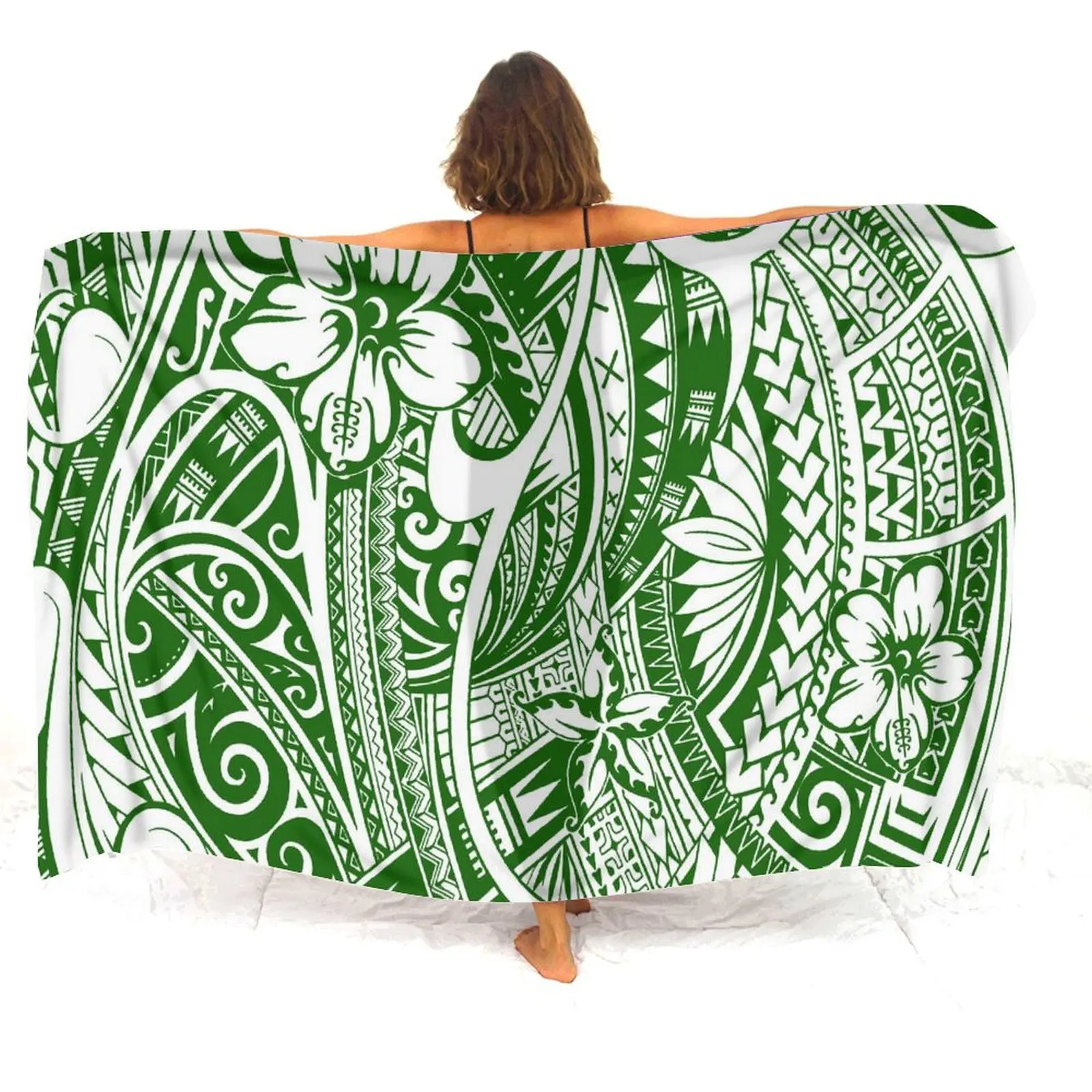 

Polynesian Custom Beach Sarong Women Floral Artistic Print Shawl Skirt Lightweight Tropical Vacation 2025