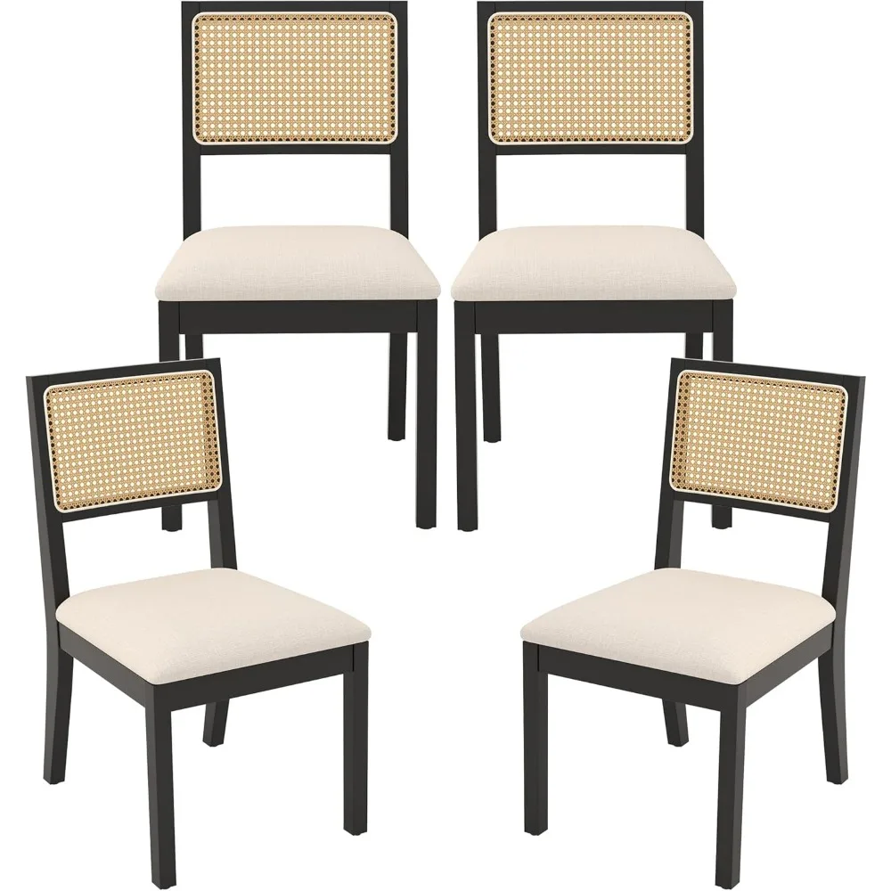 

Dining Chairs Set of 4, Farmhouse Natural Dining Room Chairs with Upholstered Cushion, Wood Armless Chairs