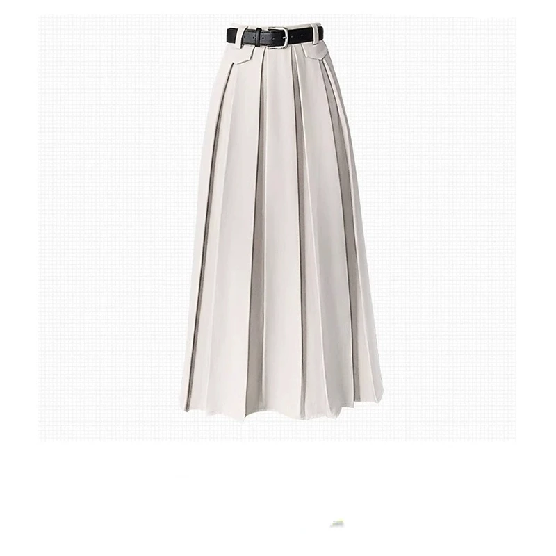 2024 E-Girl 90s Autumn Solid Causal Women Skirts  All Match Pleated Skirt Sexy Chic Fashion High Waist Elegant Mujer Faldas