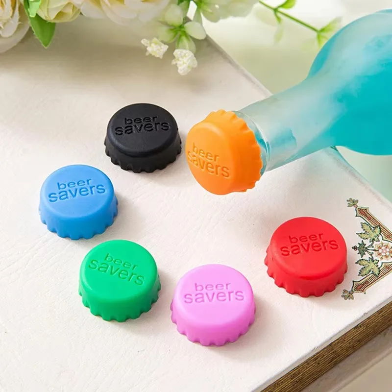 6/12/18/24/36pcs Candy Colors Reusable Silicone Beer Bottle Caps 6pcs Fresh - Keeping Soda Beer Sealing Bar Utensils