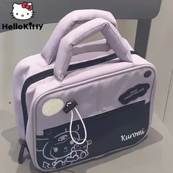 Sanrio Kuromi Large Capacity Portable Travel Makeup Bag Wallet Purse Tote Kawaii Anime Cosmetic Bag Women Messenger Bag Y2k Girl