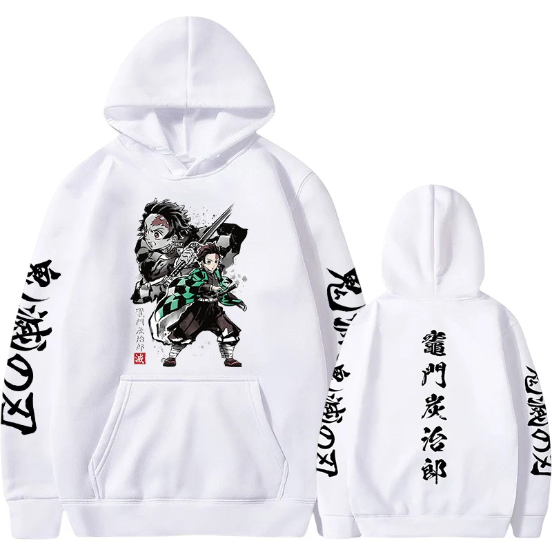 Japanes Anime pogromca demonów Plus rozmiar bluza z kapturem bluzy damskie i męskie Kamado Tanjirou grafika drukowana bluzka Unisex