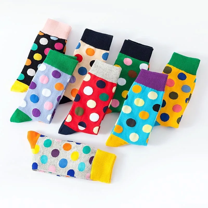 8 Pairs Dot Socks Mid Calf Socks Men and Women Autumn Winter Cotton Casual Funny Party Crew Socks S11