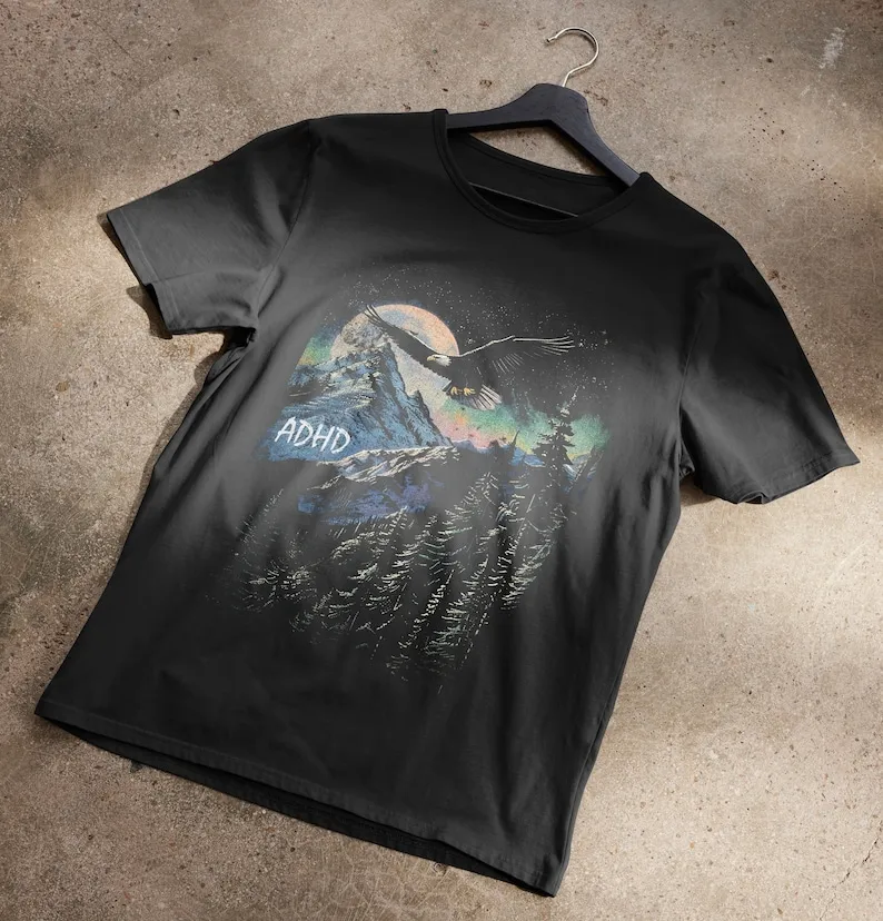 

ADHD Eagle Soaring Through The Glowing Night Sky T-Shirt
