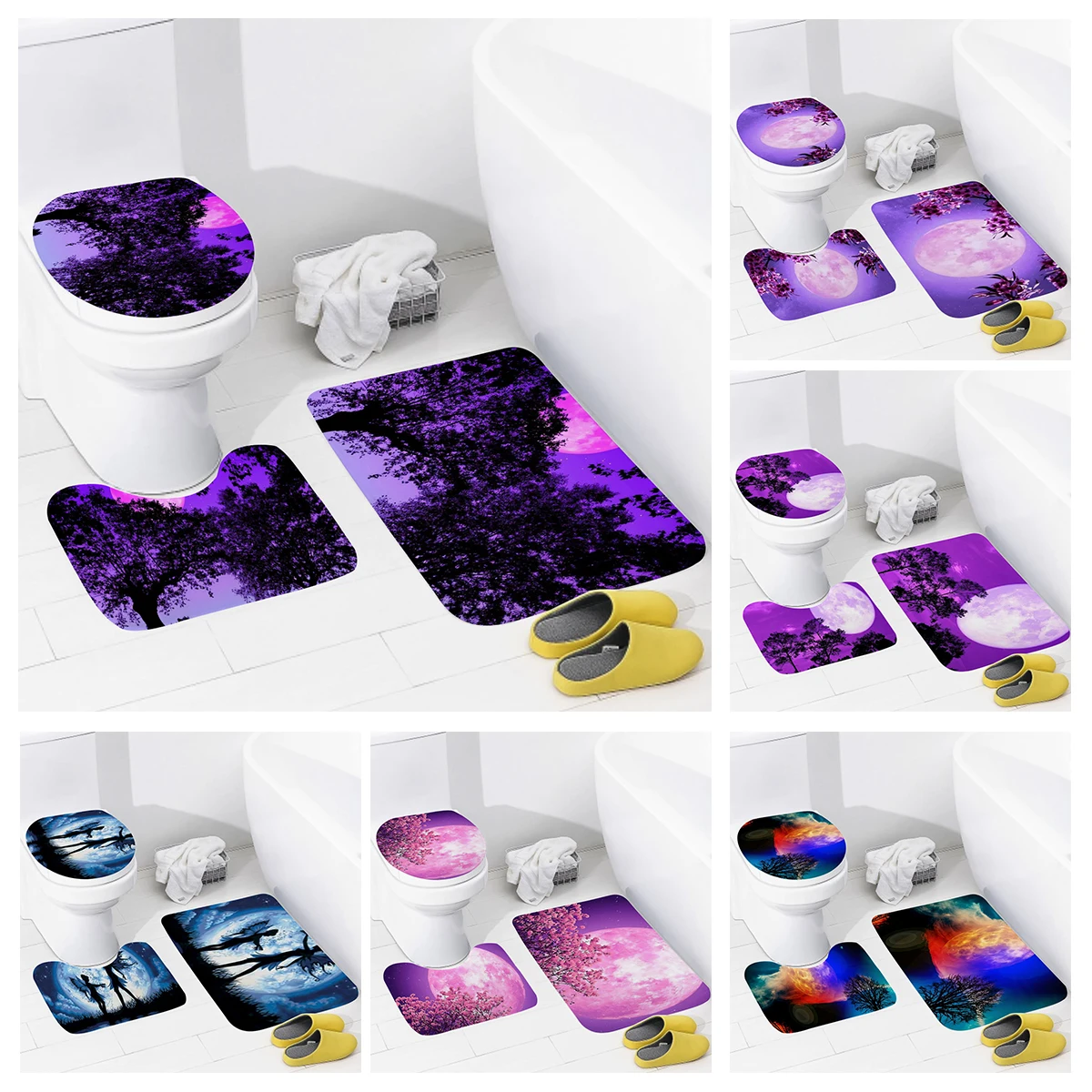 Home bathroom floor mats Bath Foot mat Animal oil paint style modern bathroom accessorie rug Toilet mat Bathtub anti-slip carpet