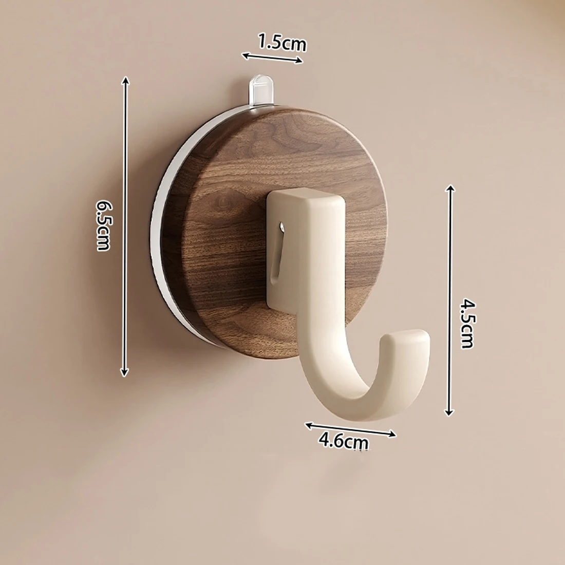 Picture 6: Suction Cup Wooden Material Hook Door Rear Hook Bathroom Strong Load-bearing Seamless Hook Home Decoration