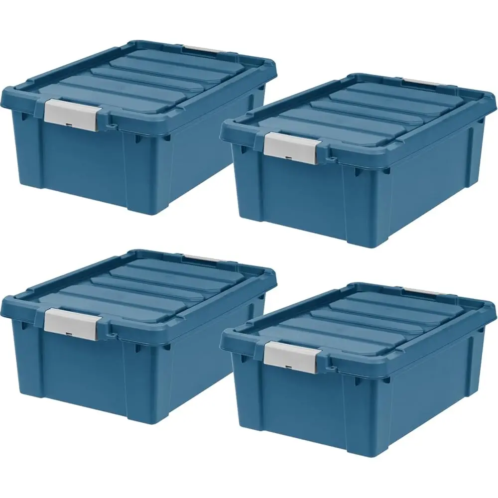 

Usa 12 Gallon Lockable Storage Bins With Lids, 4 Pa - Made In Usa, Heavy Duty, Stackable Containers, Garage Organizing Bins