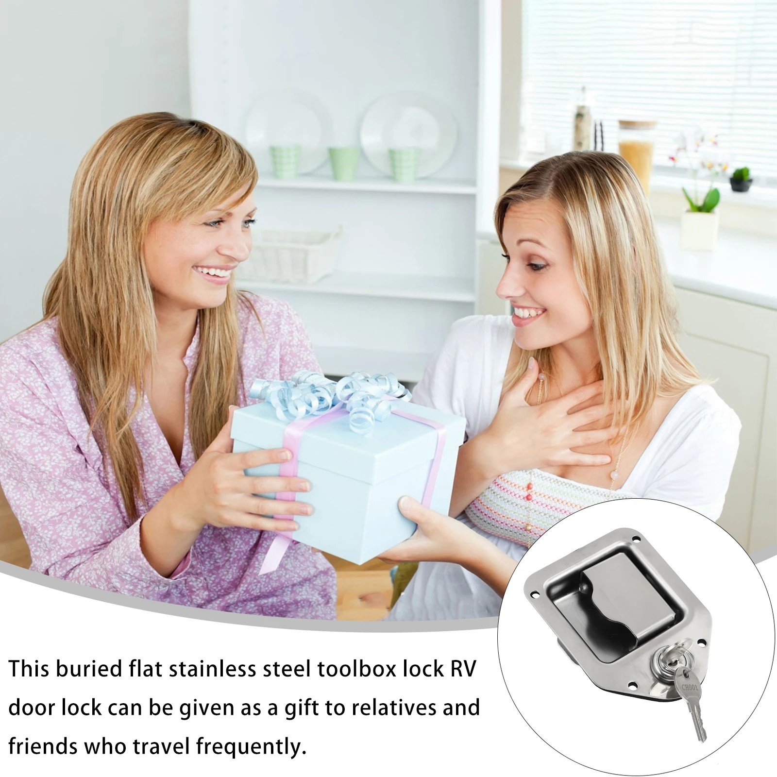 

1 set 1 Set Stainless Steel Rv Door Lock Durable Waterproof Camper Trailer Latch Outdoor Security Hardware Accessory For Travel