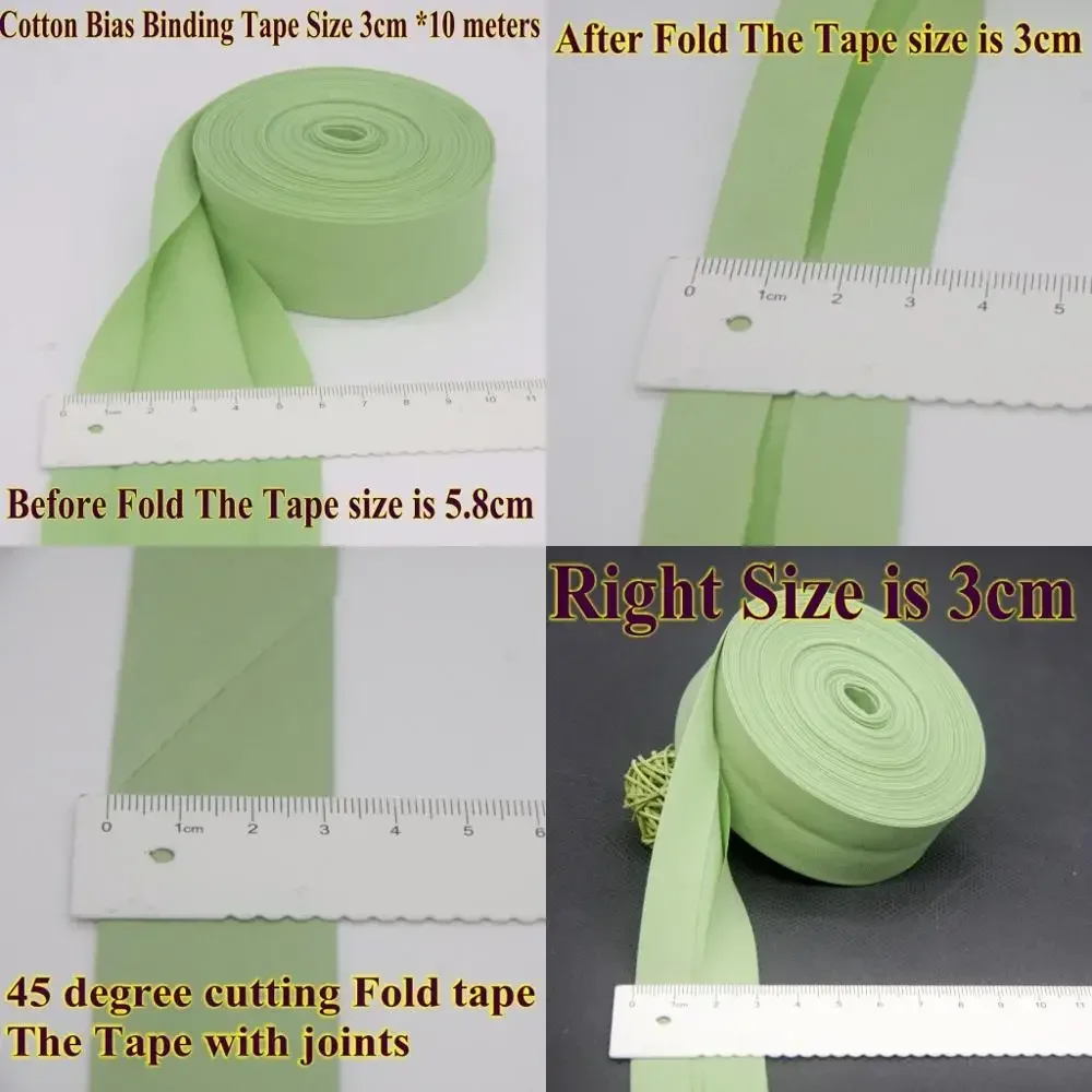 Cotton Bias Binding Tape Size 3cm *10meter  Solid Color DIY Handmade Sewing Material Bias Tape