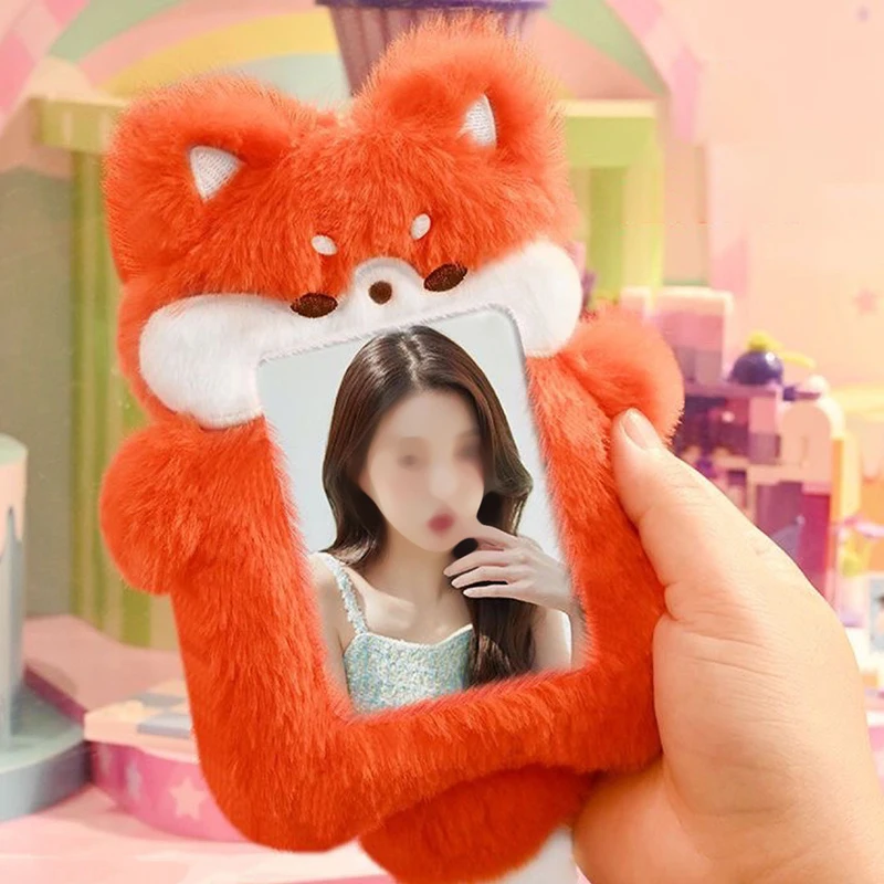 Y Cute Little Fox Card Set Photo Card Holder Plush Photo Card Packaging Supplies Photo Card Protective Case Keychain