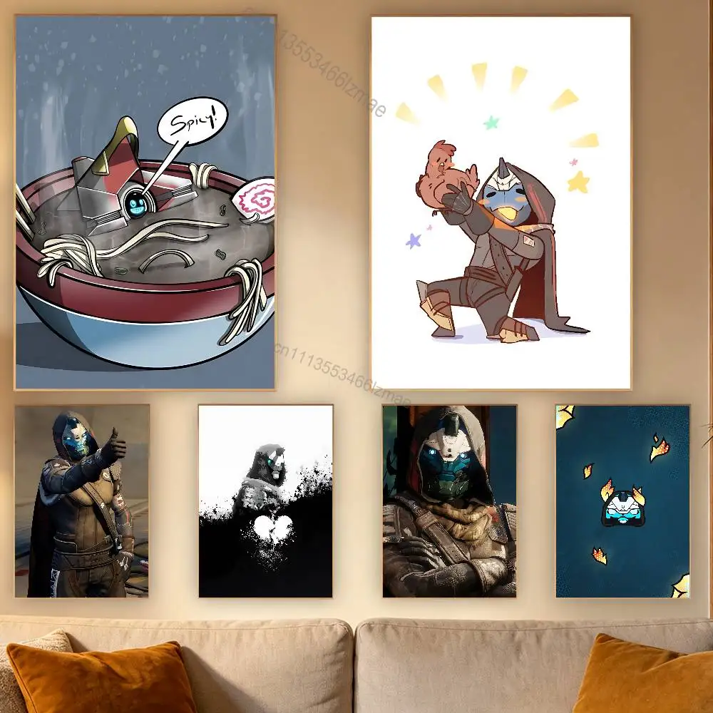 Póster ilustrativo de moda retro Cayde 6 Witness D-Destiny-2, póster adhesivo de papel, decoración de pared DIY para habitación, bar, cafetería, regalo