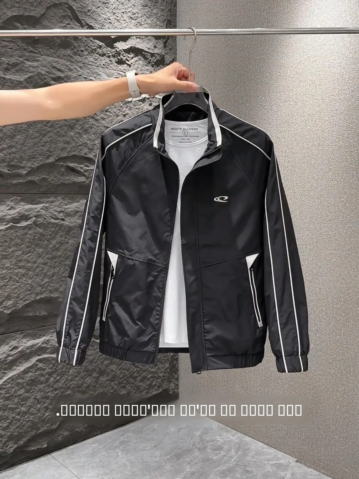 

Fall New Sle Men's Casual Loose Fit Jaet Collar Stand up Faion Simple Polyester Fabric Anti-Static Proced Zipper Clo...