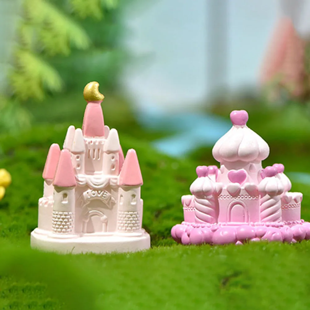 

2Pcs Fairy Style Miniature Castle Landscape Decoration Ornaments for Garden Desktop Micro Landscape Bonsai Decor