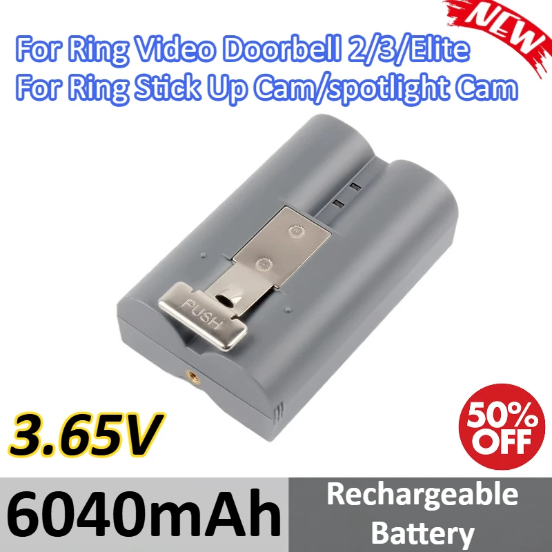 

Литий-ионный аккумулятор 6040 мАч, 3,65 В для кольцевого видеодомофона 2/3/элитное устройство для кольцевой камеры/камеры-прожектора