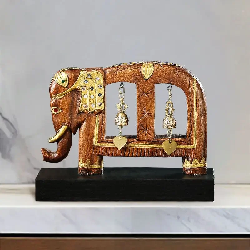 Muebles para el hogar de estilo del sudeste asiático, adornos elefante tailandés, tallas madera maciza, artesanías, decora