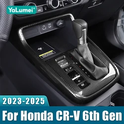 For Honda CR-V 6th 2023 2024 2025 CRV Hybrid Car ABS Carbon Fiber Gear Shift Box Panel Cover Case Trim Frame Sticker For Honda C