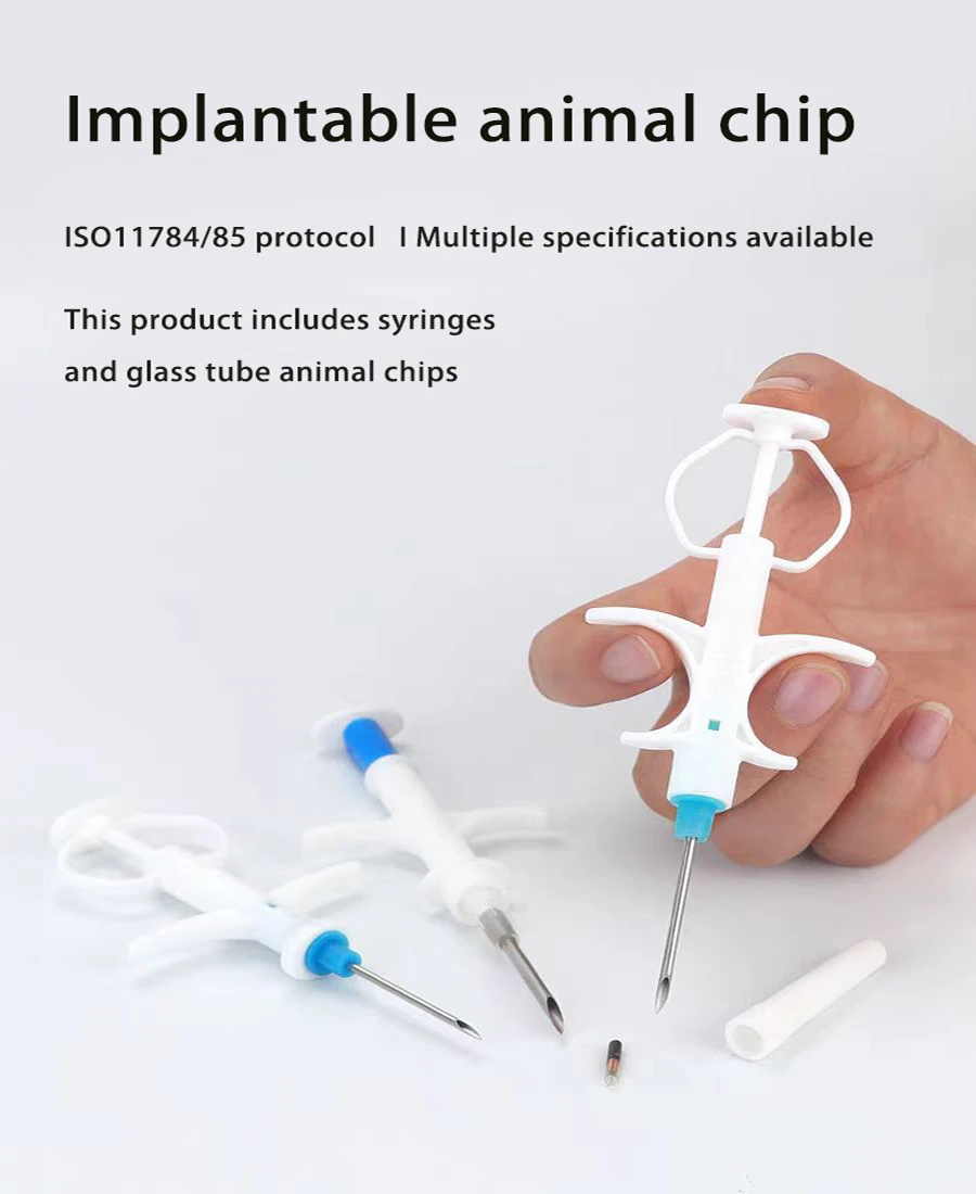 10 Uds jeringa para animales ID implante mascota EM4305 Chip ISO11784/85 134,2 MHZ FDX-B RFID inyección Microchip para mascotas