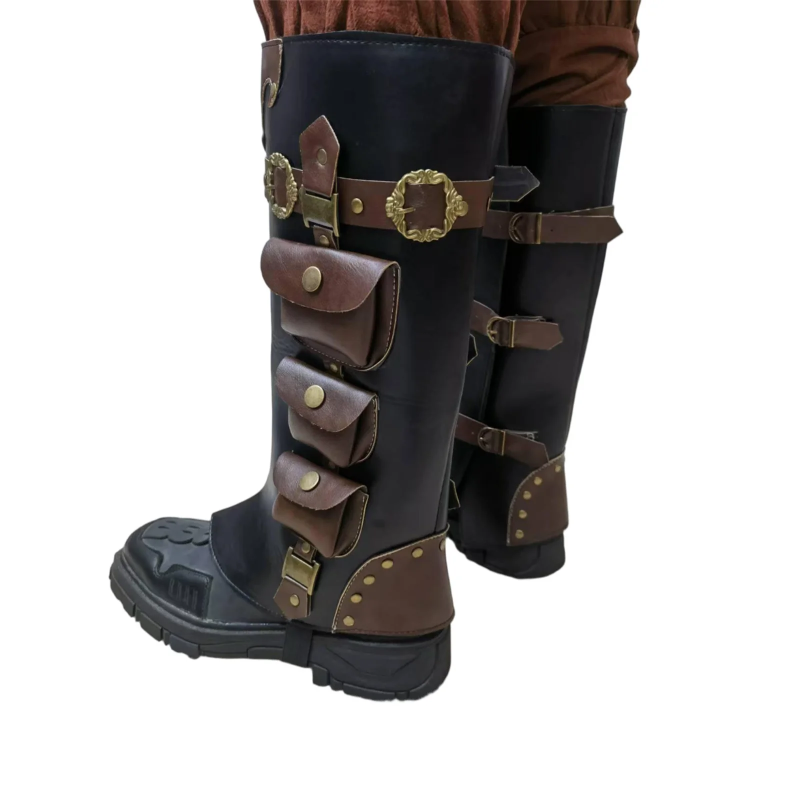 Cubierta de botas Steampunk medievales para hombre, mallas góticas vikingas piratas, accesorios, cubierta de bota renacentista de Halloween