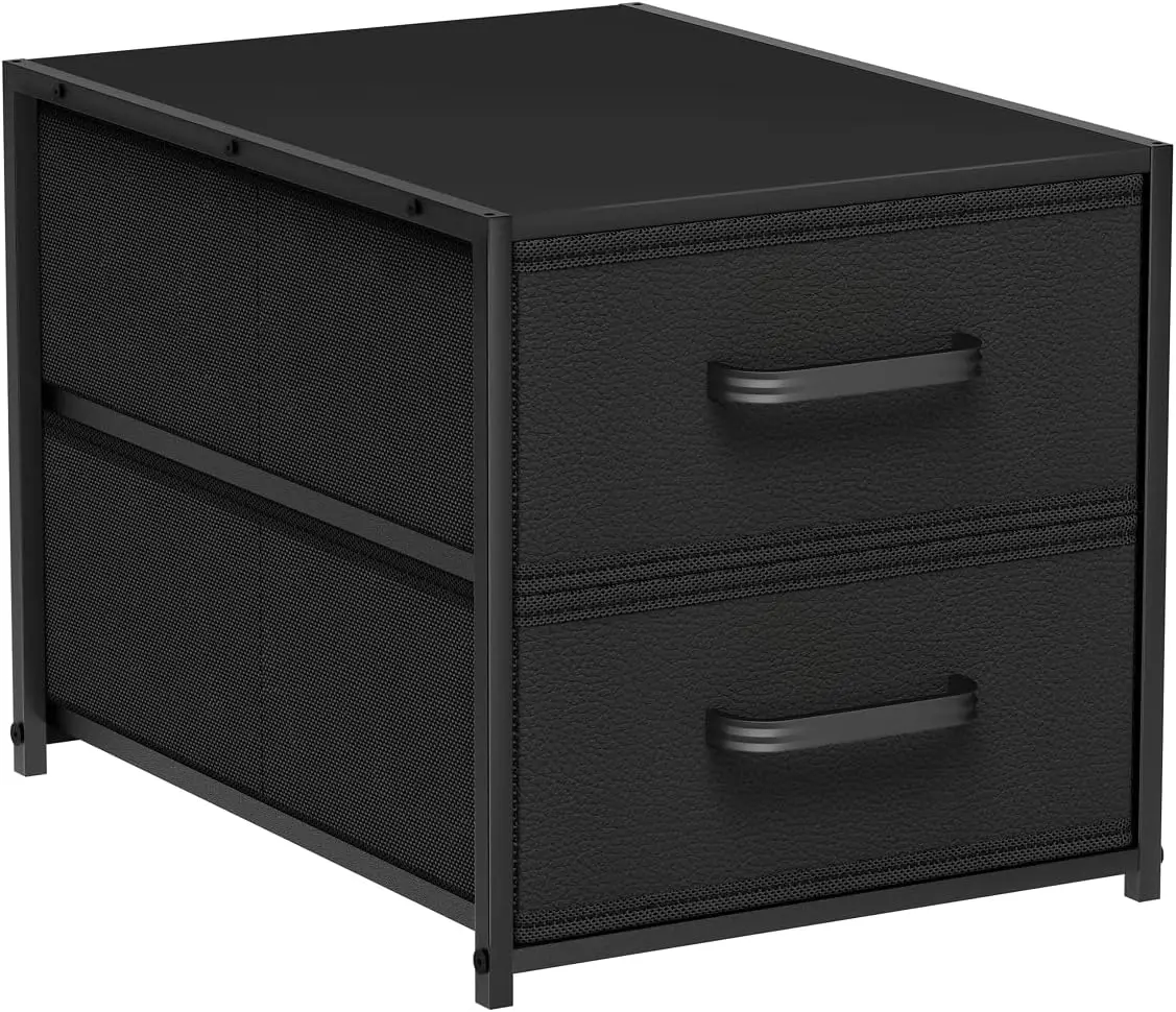 

Stackable Storage Drawers - 2 Tier Closet Drawers, Closet Organizer with Metal Handles, Night Stand