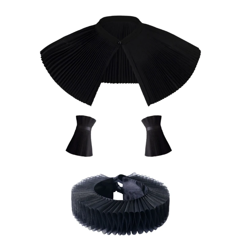Vintage Tulle Jabot Mesh Ruffle Neck Collar Cosplay Costume Accessory Neckpiece Dropship