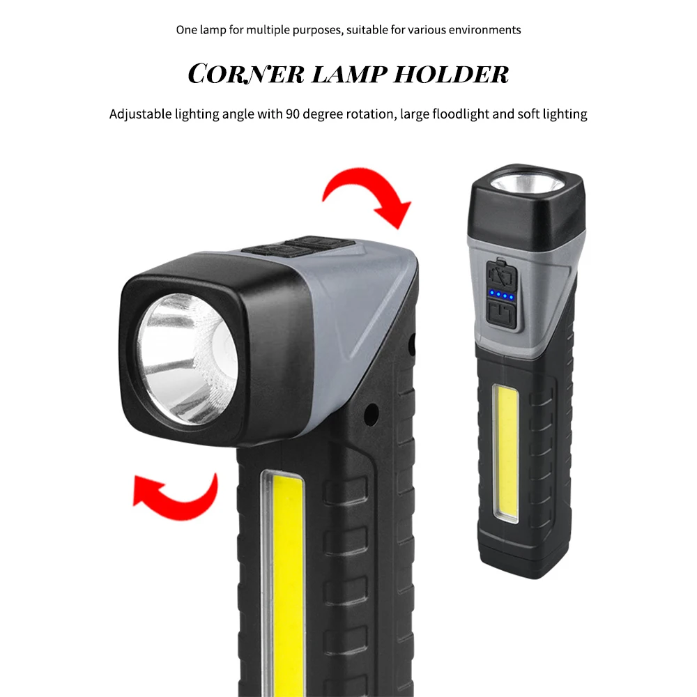 

New Multi-functional 90 Degree Corner Flashlight with Built-in Battery Work Light TYEP-C Charging and Magnetic Lantern