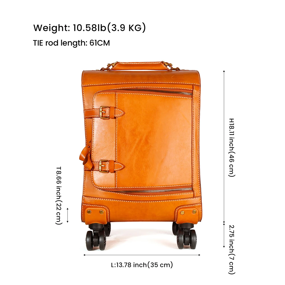 High Quality 4 Wheels Luggage Travel Bag Suitcase Men Genuine Leather Travelling Bags Trolley Luggage