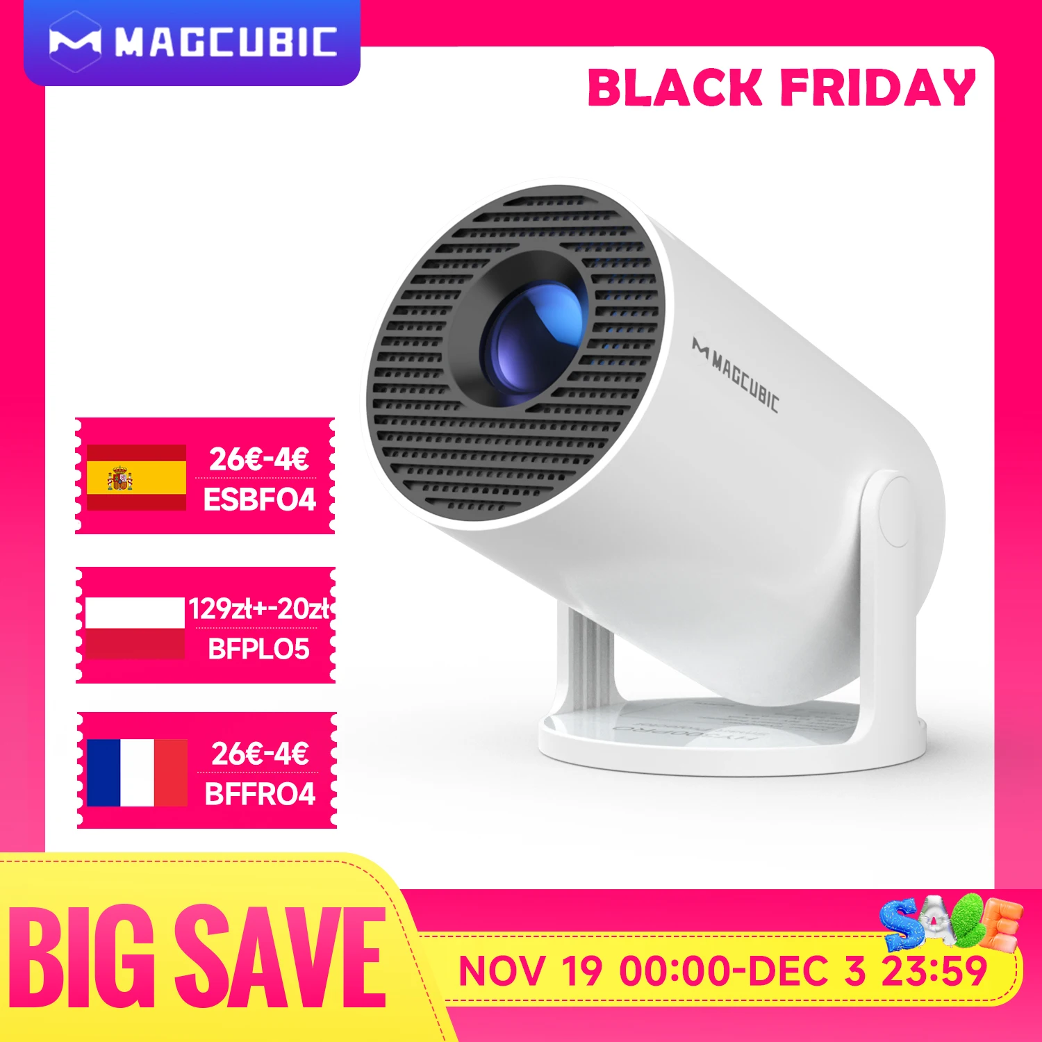 Proyector Magcubic 4K Android 11 HY300 Pro Wifi6 290ANSI Allwinner H713 BT5.0 1080P 1280*720P Cine Proyector portátil al aire libre