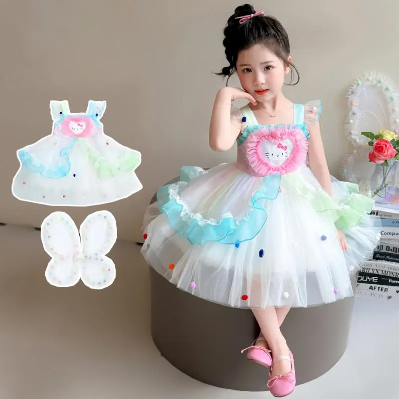 

Аниме-платье Hello Kitty в стиле Лолита, с вышивкой, пышной юбкой, для вечеринок, с бантом, бальное платье, праздничный подарок для девочек