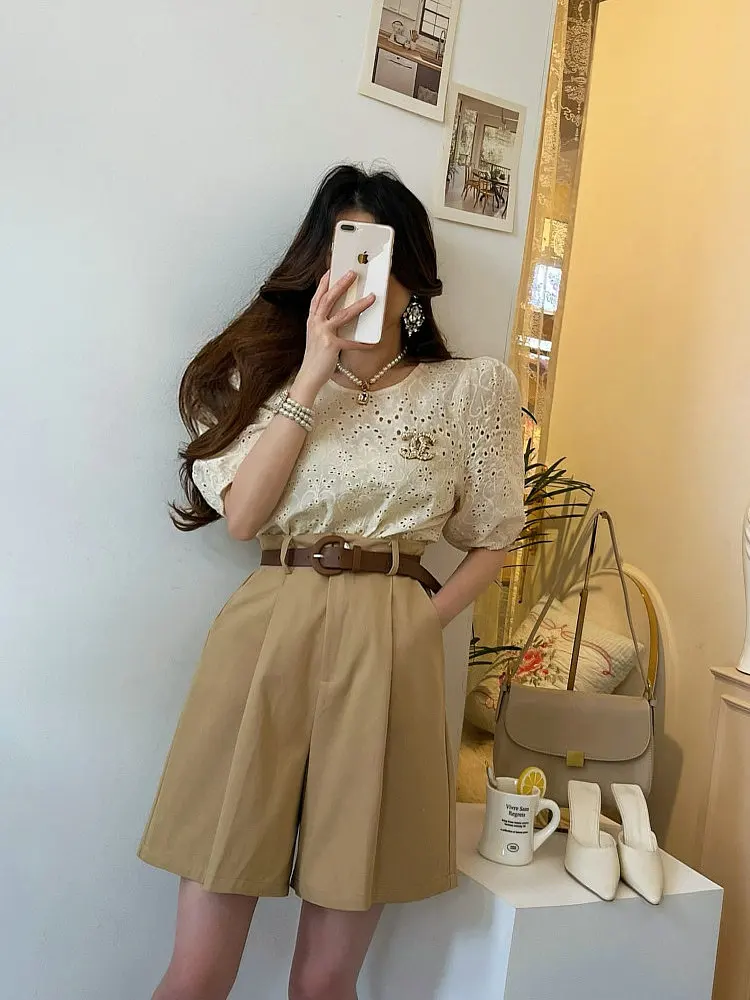 

Женская модная хлопковая футболка Solowen Commuter с вышитым цветным узором, круглым вырезом и коротким рукавом, с вырезами