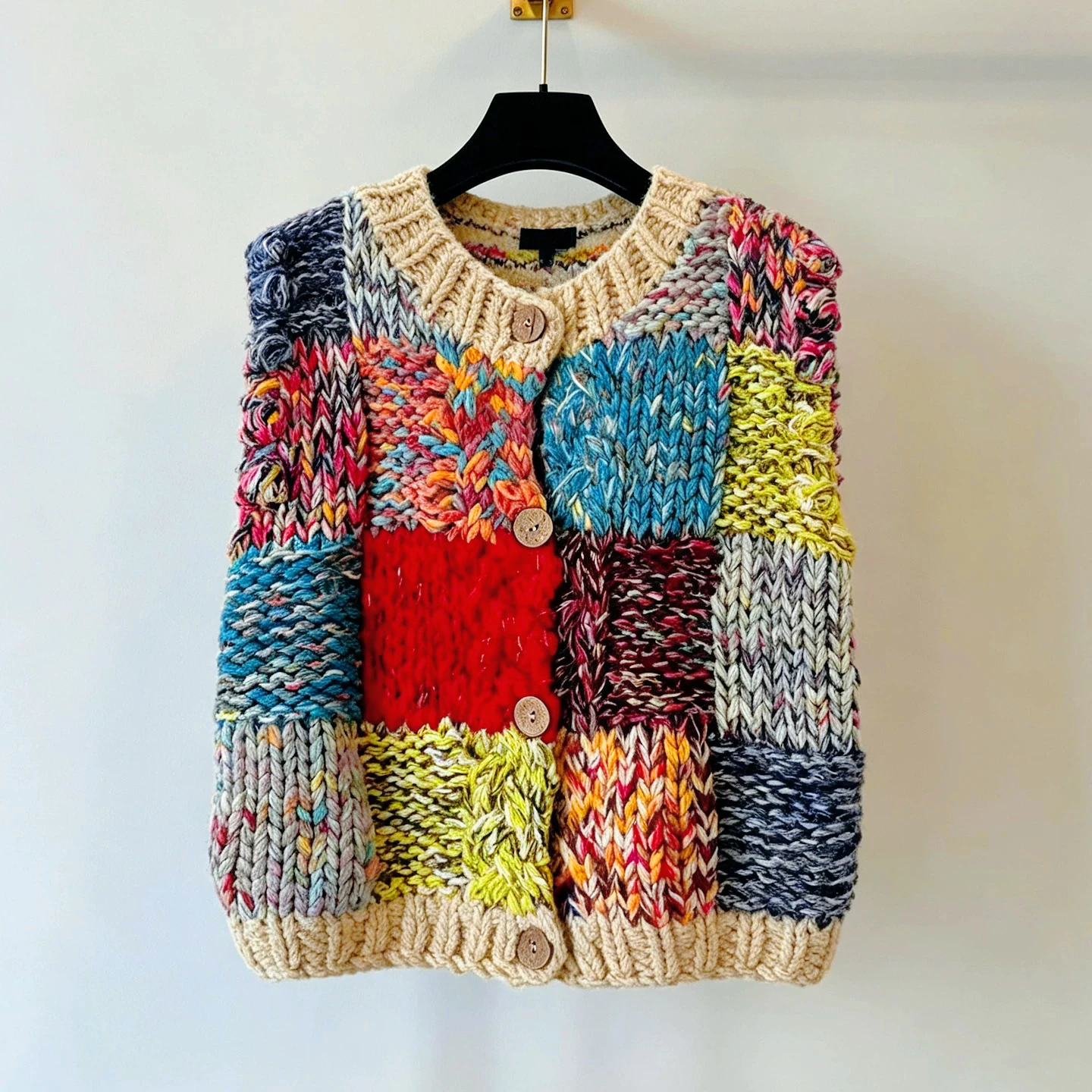 Colorful Patchwork Cable Knit Sweater Vest Women Multi Color Chunky Cardigan Sleeveless Aesthetic Autumn Winter Knitwear