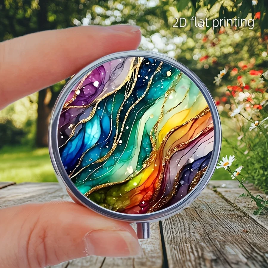 A Delicate Metal Pill Box, Compact with 3 Compartments for Organizing Medication, Portable-Sized Storage Case, a Unique Gift for Travel and Wallet Use