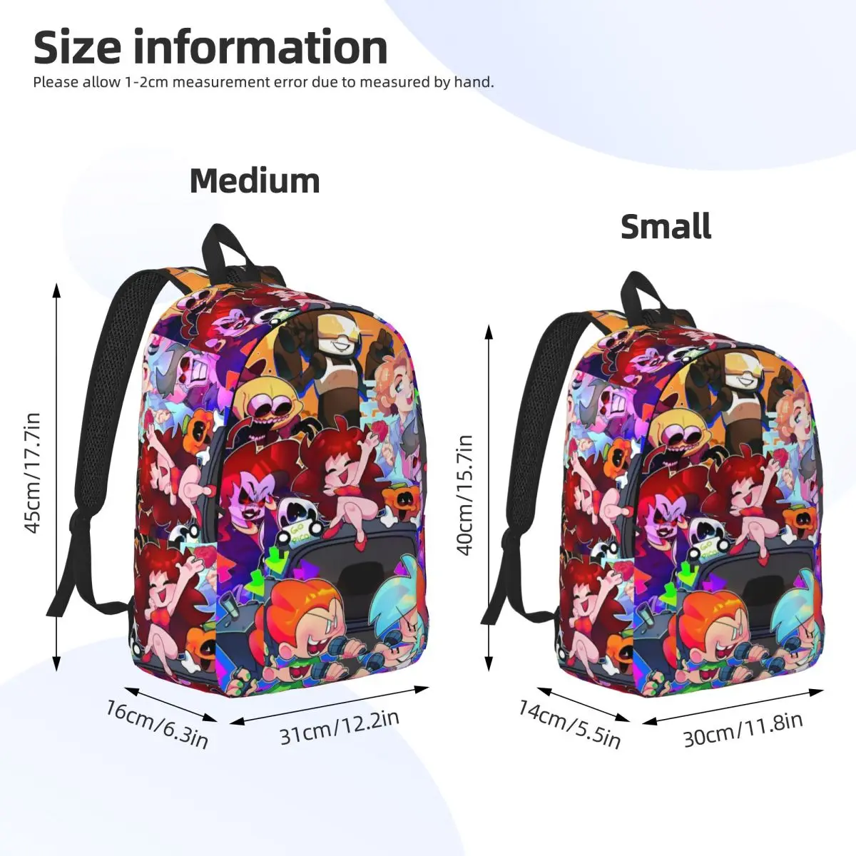 Friday Night Funkin Mochila para Meninos e Meninas, Kids School Bookbag, FNF Jogos Gamer Canvas Daypack, Kindergarten Primary Bag, Gamer