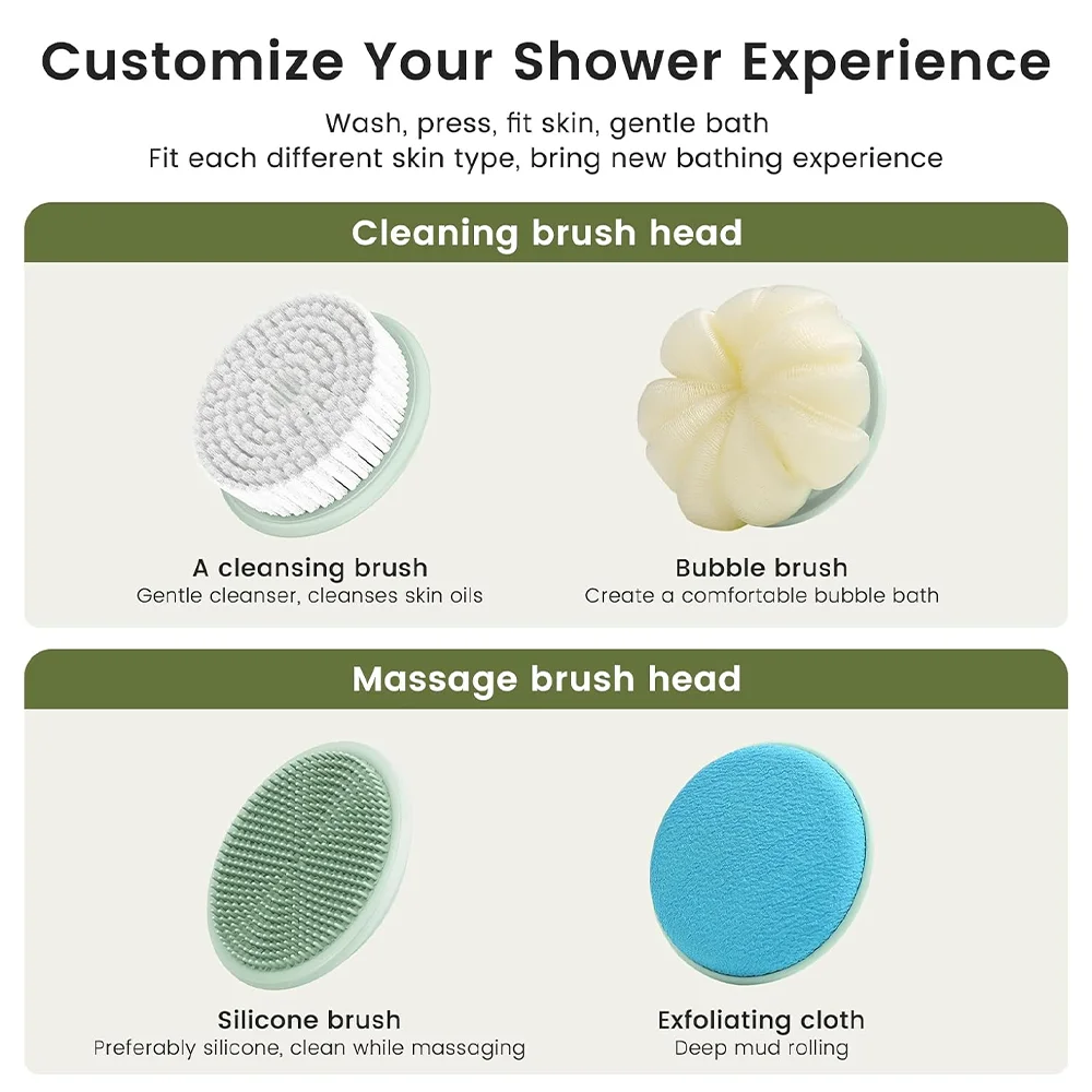 Electric Silicone Bath Brush with Long Handle - Deep Cleaning Massage Bath Brush for Shower Skin Care Body Cleaning image 4