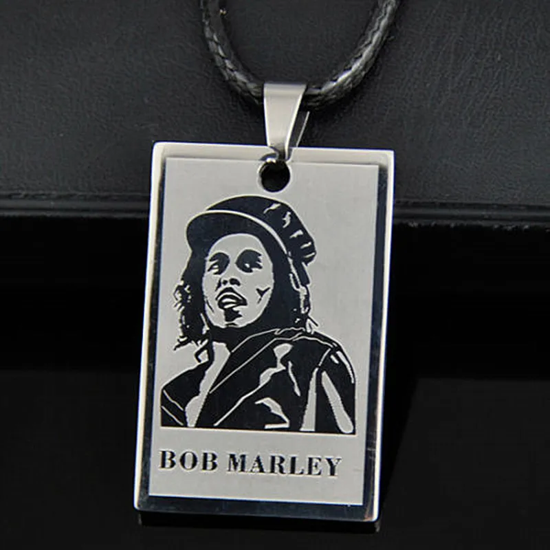 Bob Marley Punk Reggae Sänger Anhänger Halskette Edelstahl Perlenkette Geschenk für Musikliebhaber