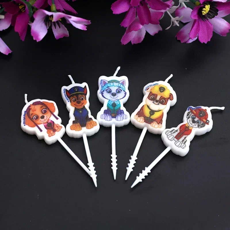 5pcs Paw Patrol Party Candles Anime Figure Cake Decoration Accessories Cute Chase Marshall Skye Birthday Party Supplies Gifts