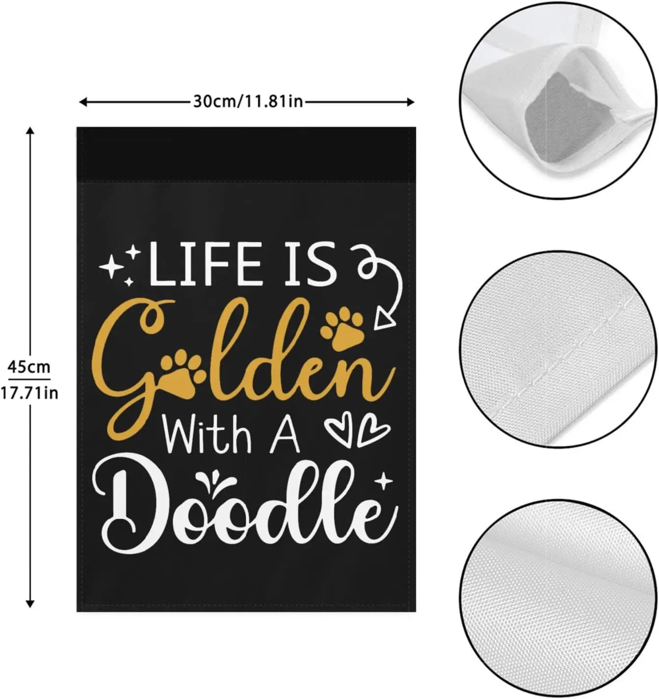 LIFE IS GOLDEN WITH A DOODLE Garden Flags One Size Double Sided, Vintage Funny Garden Flag One Size Beach Funny Garden Flag Doub