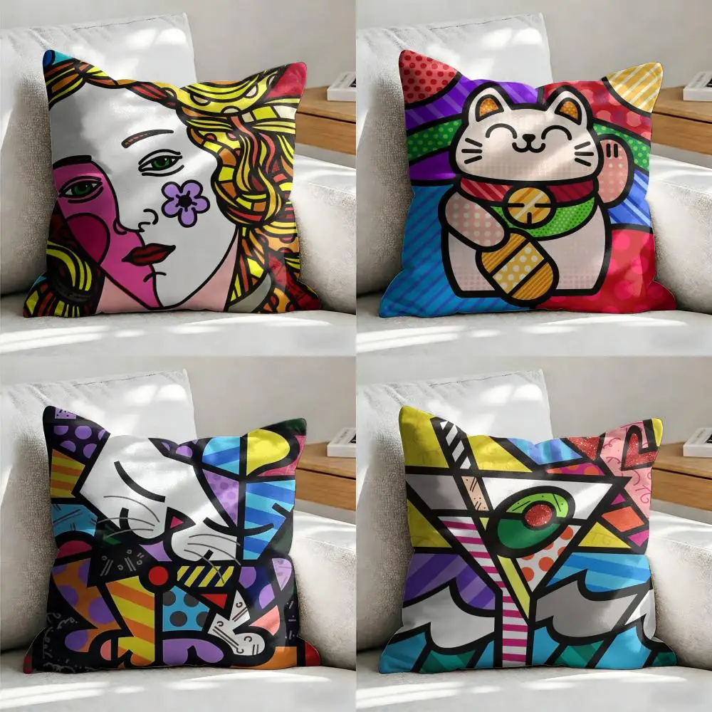 Capa de Almofada Romero B-Britto Art, Capa de Almofada de Pelúcia Curta Macia, Textura Suave e Aconchegante, Capa Estética para Almofada, Decoração para Casa