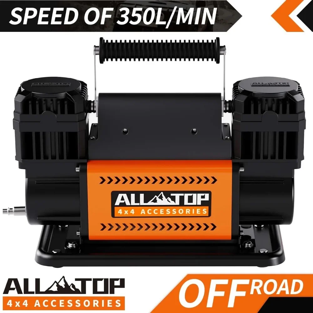 ALL-TOP Air Compressor Kit, Dual Cylinder 12V Portable Inflator 12.35 ft³/Min, Offroad Air Compressor Pump for Truck Tires