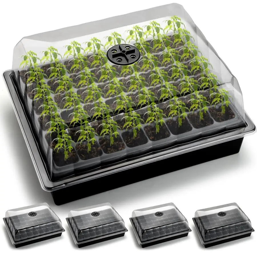 

Поддоны для рассады без капельного орошения с 4 куполами для контроля влажности, 240 ячеек, глубина 2,76 см для укоренения, идеально подходят для овощей